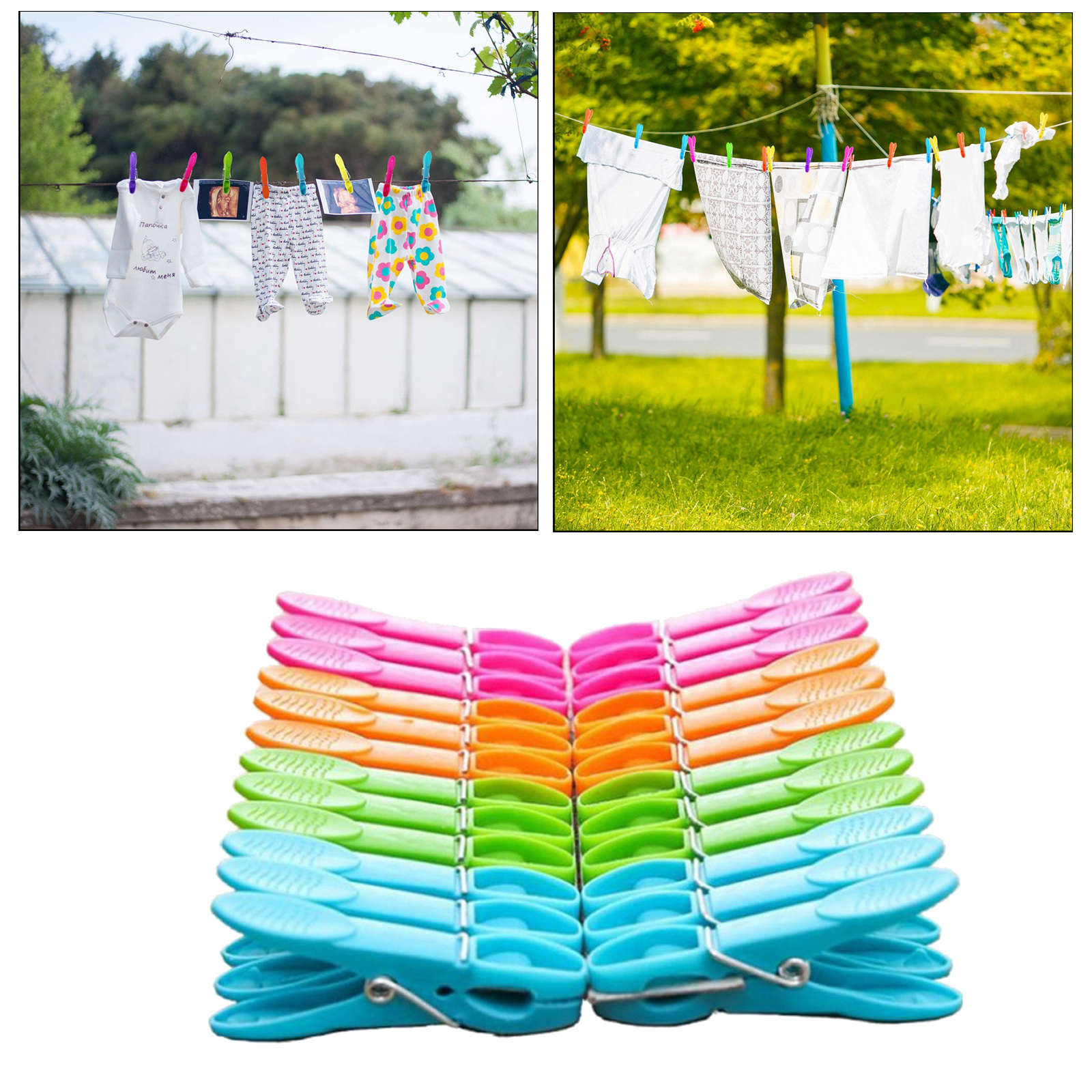24 Pieces Clothes Pins Cloths Clips Strong Clips Laundry Home Pegs Windproof Clothes Pins for Home Clothes Windproof Supplies
