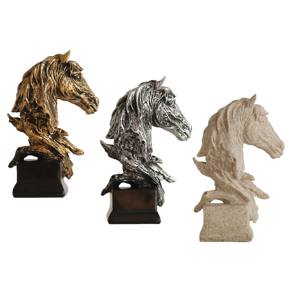 Horse Head Statue Farm House Living Room Decoration Desktop Table Wine Cabinet Arrangement Craft Furnishing Retro Sculpture
