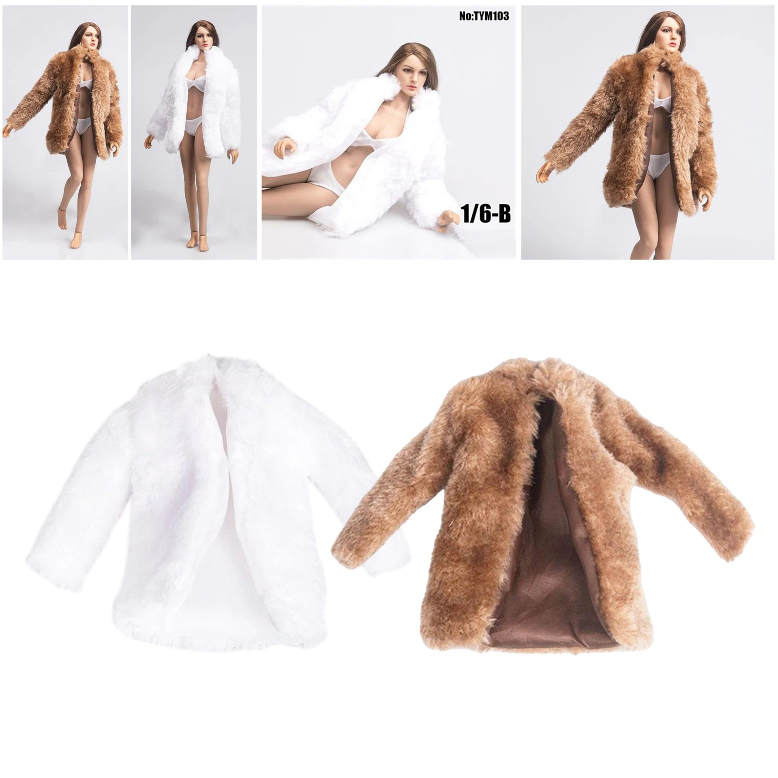 1:6 Fur Coat Clothes for BBI/DML/DID/TTL/Enterbay//TC Dragon Female Action Figure Dress-Up Accessories