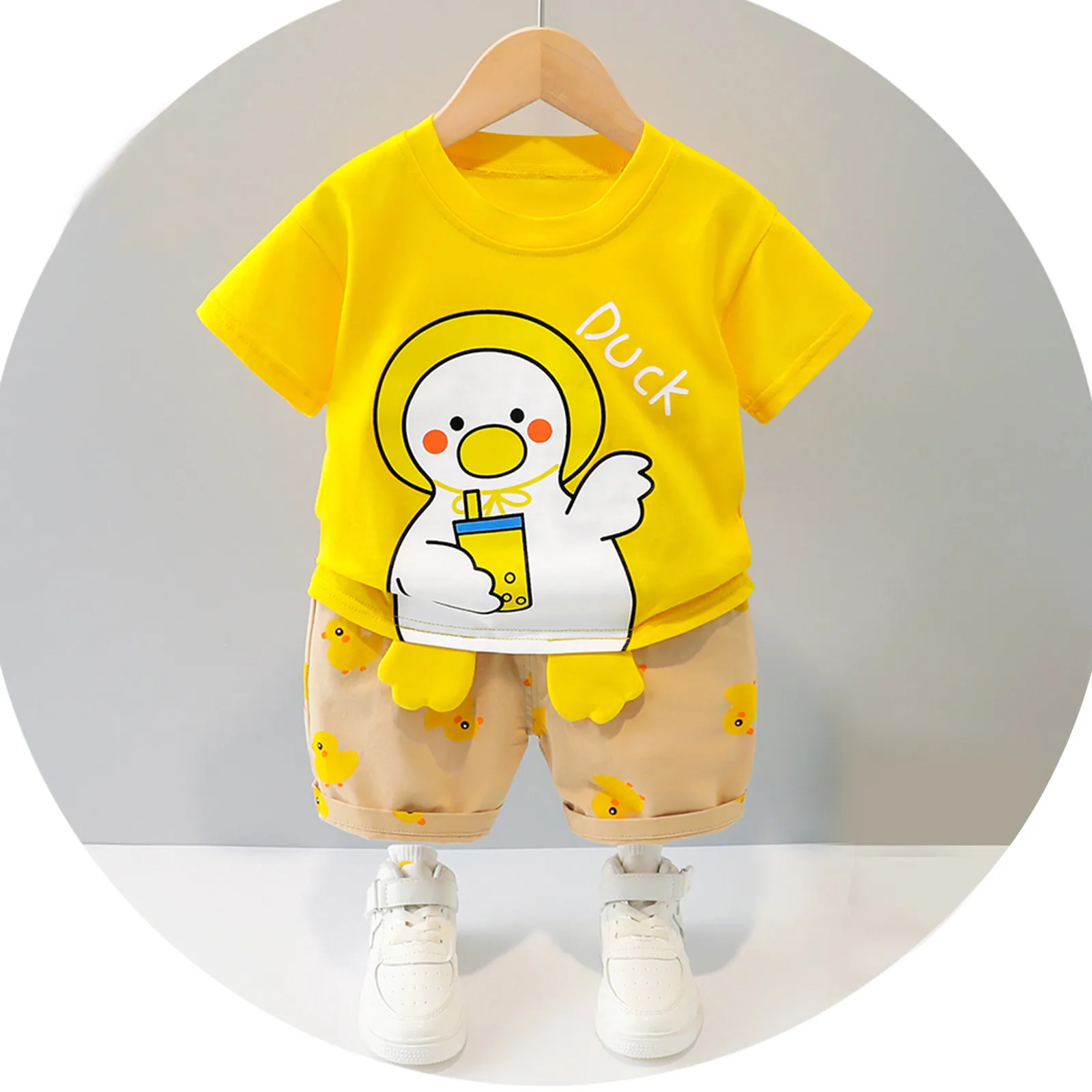 Baby Toddler Boys Cartoon Duck Short-sleeved T-shirts and Shorts