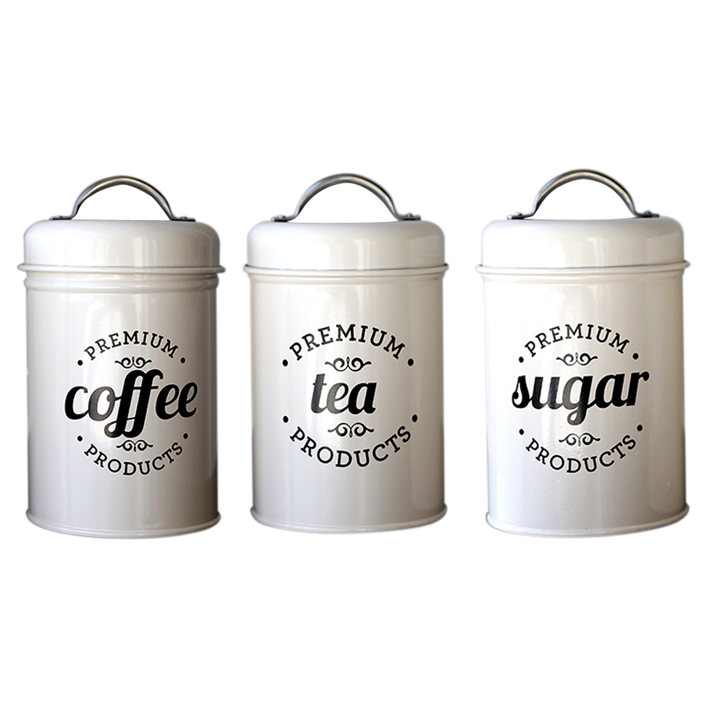 Kitchen Canisters Set Vintage Tea Coffee Sugar Stackable Food Storage Pot