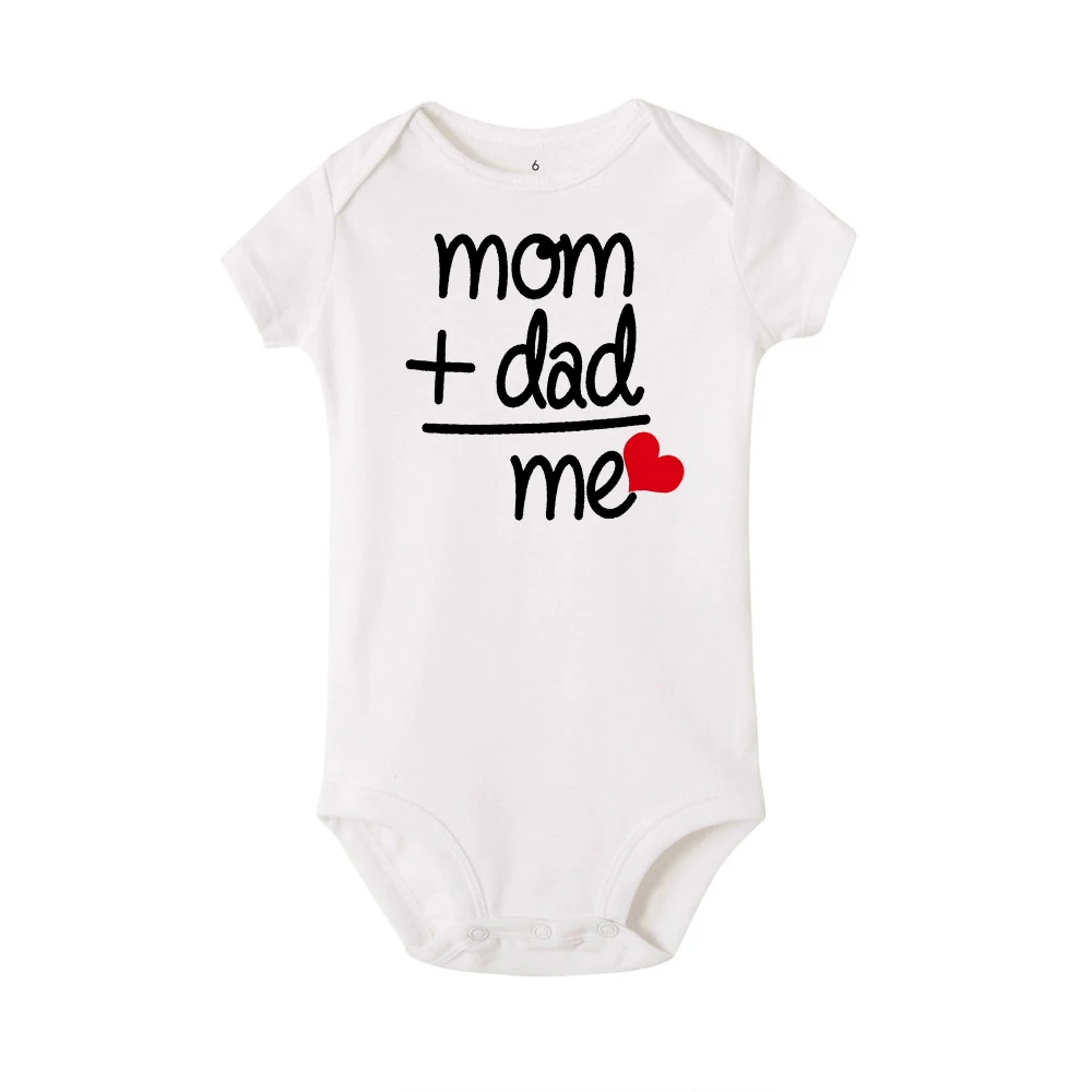 Mom + Dad = Me Newborn Baby Girls Romper Toddler Girl Boys Clothes Ropa Pajama Romper Kids Short Sleeve Bodysuit Holiday Gifts cute baby bodysuits