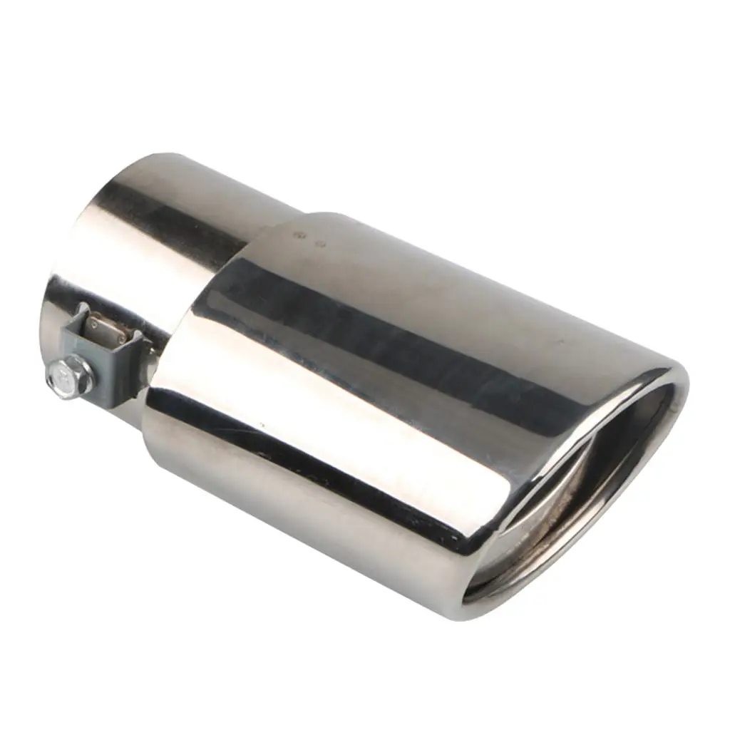 63mm Bolt-on Stainless Steel Auto Car Exhaust Tail Pipe Tip End Muffler Silver