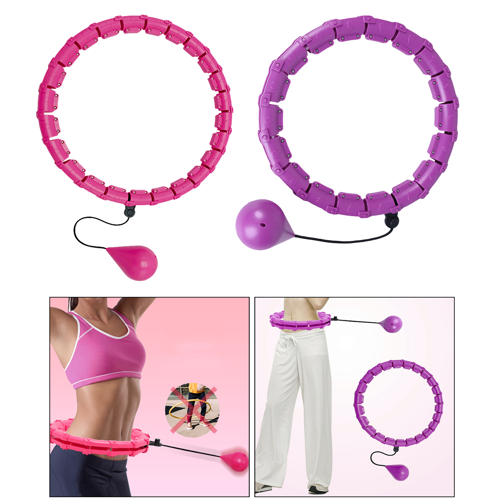 Hoop Adjustable Detachable Exercise Massage Belly Non-Fall Hoops Weight Loss