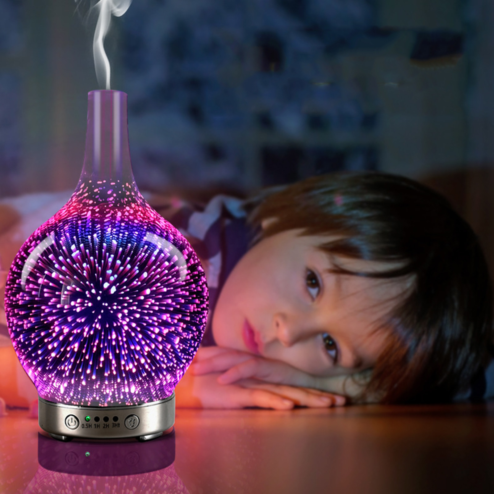 3D 100ml Essential Oil Diffuser Humidifier LED Night Light Timer Setting SPA