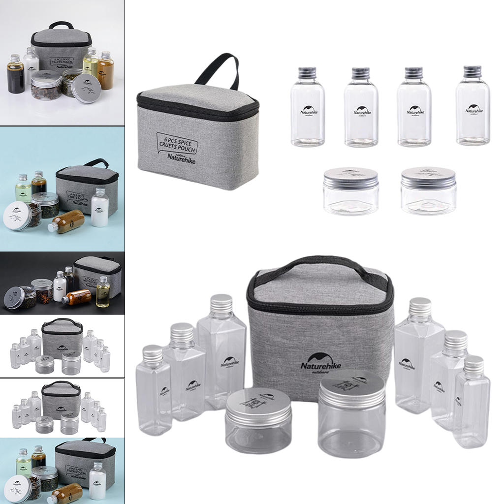 Naturehike 6pcs/set Spice Jar Set BBQ Seasoning Bottle Portable Outdoor  Camping