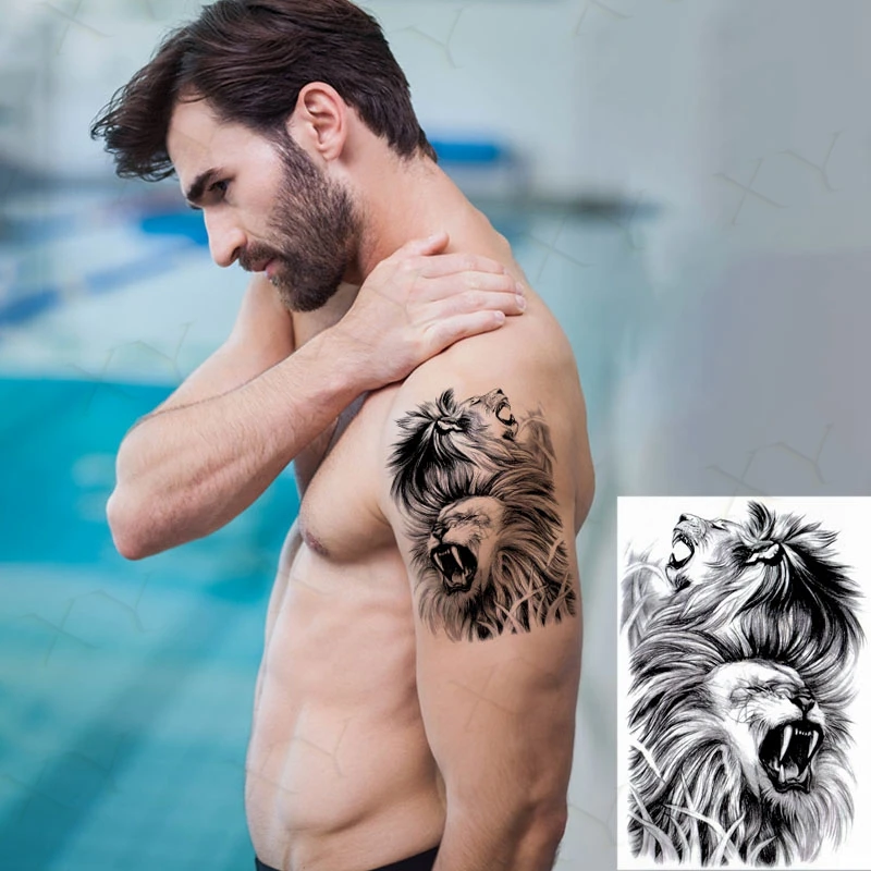 Waterdichte Tijdelijke Sticker Leeuw Veer Flash Tattoos Lip Wing Bloemen Body Art Arm Fake Mouwen Tatoo Vrouwen|Tijdelijke tatoeages| - AliExpress