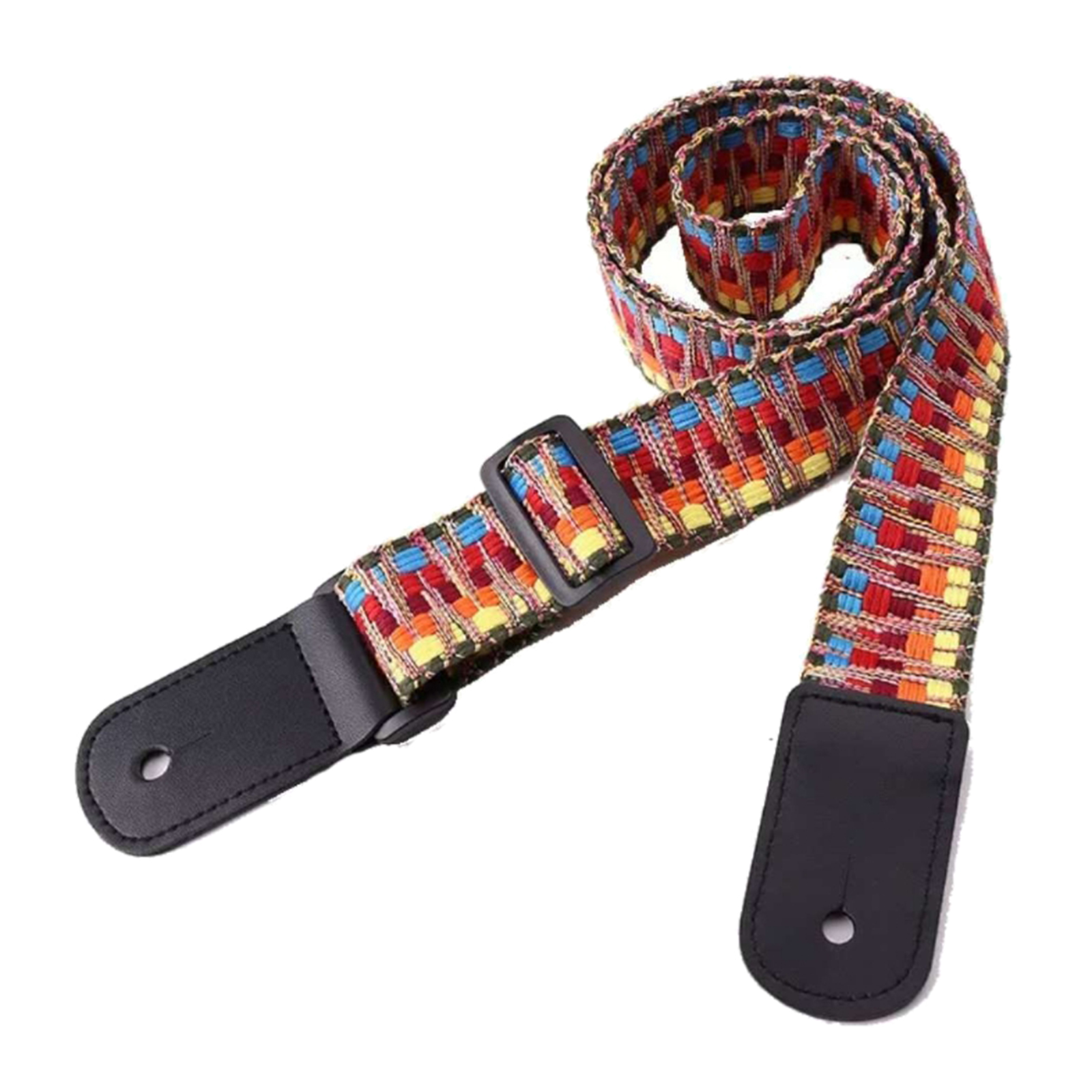 Tooyful Adjustable Stripy Strap Belt w Leather End for Ukulele Guitar Banjo Mandolin