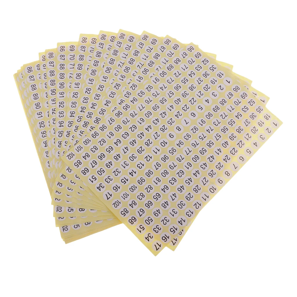 15 Sheets 10mm Round Sticky Vinyl Numbers Stickers Self-Adhesive Plastic Labels