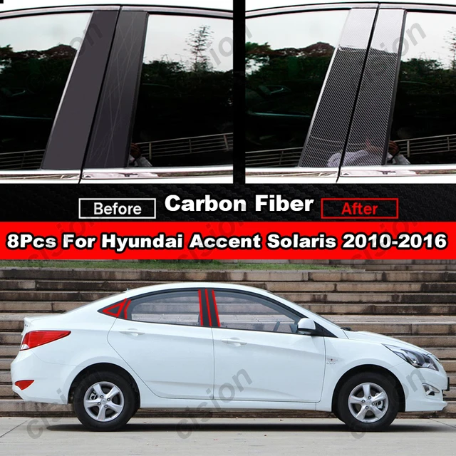 2pcs car styling window b pillars column cover stickers for hyundai accent  auto reflective decorative body decal car accessories