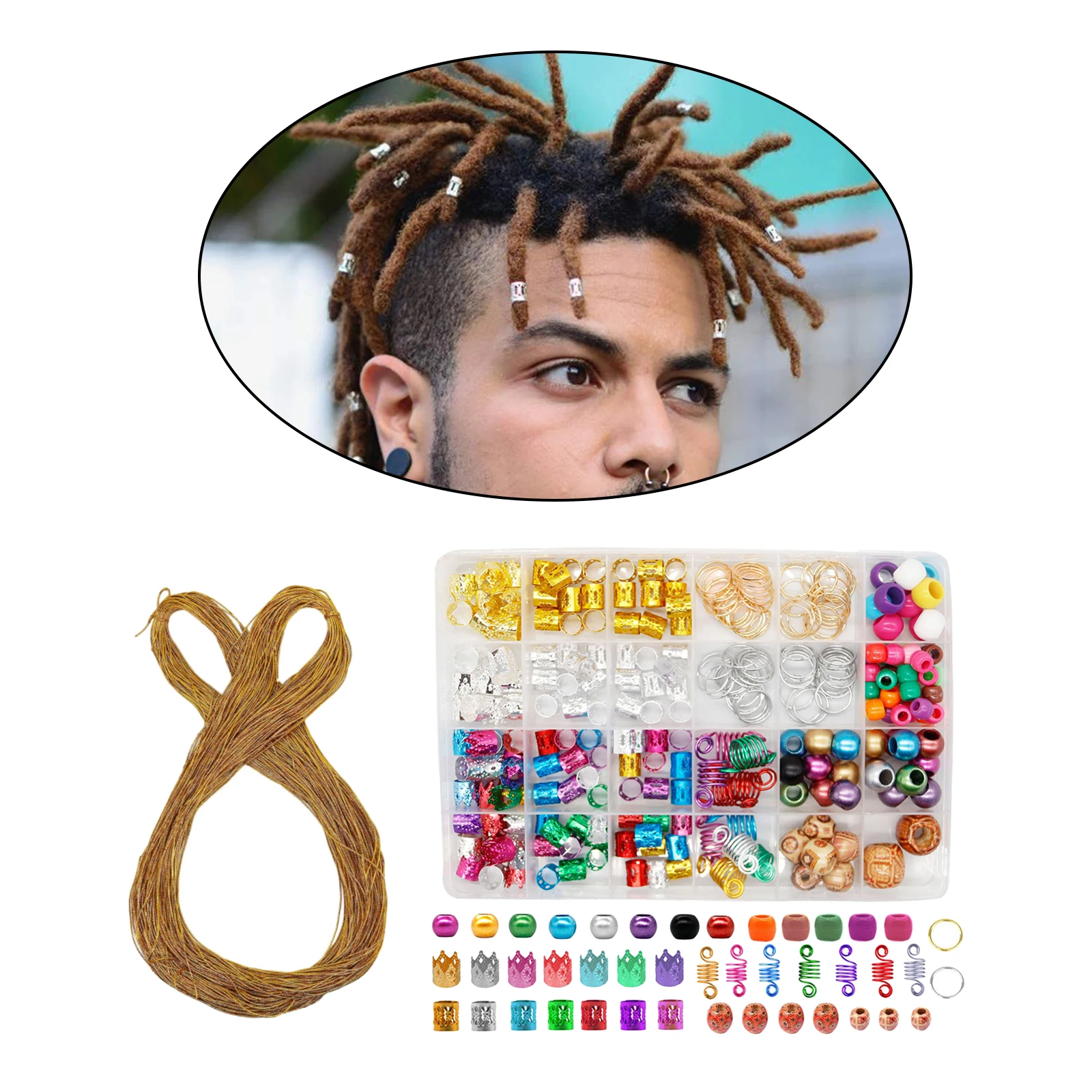 238Pcs Hair Jewelry Braid Rings Decor Dreadlocks Beads Charms Hair Accessory