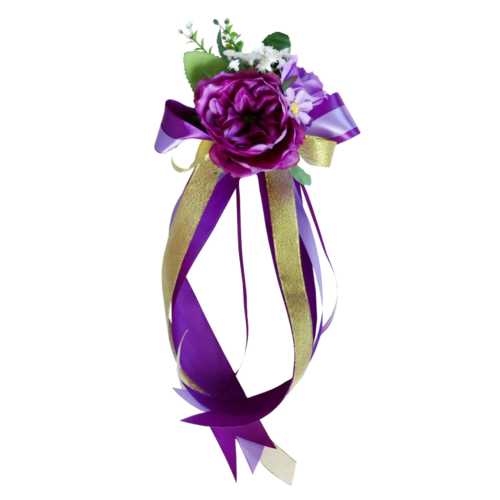 Wedding Car Decorations Kit Silk Flower Ribbon Mirror Door Handle Party Decor