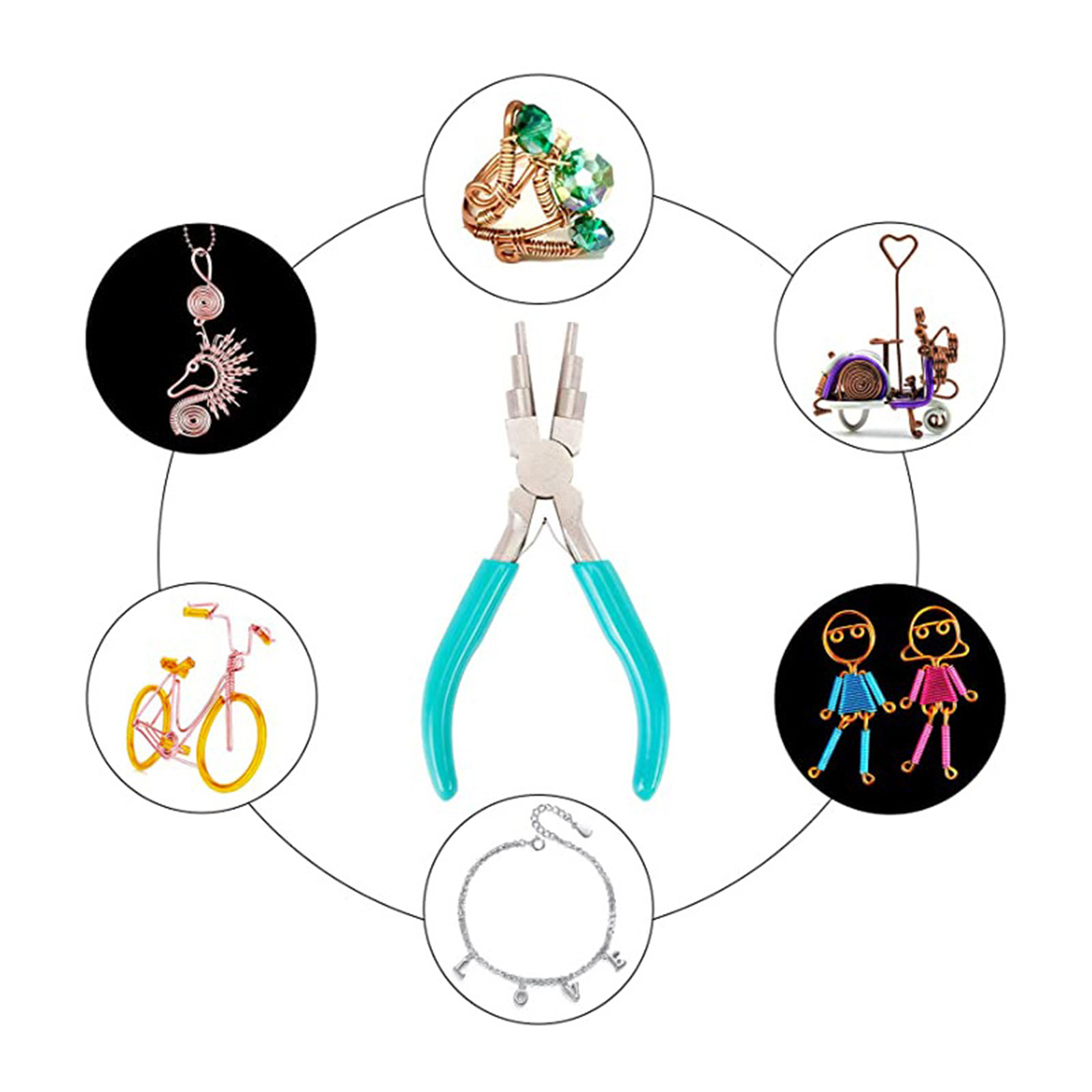 6 in 1 Bail Making Pliers with Non-Slip Comfort Grip Handle Wire Looping Forming Pliers Jewelry Making Tool Supplies