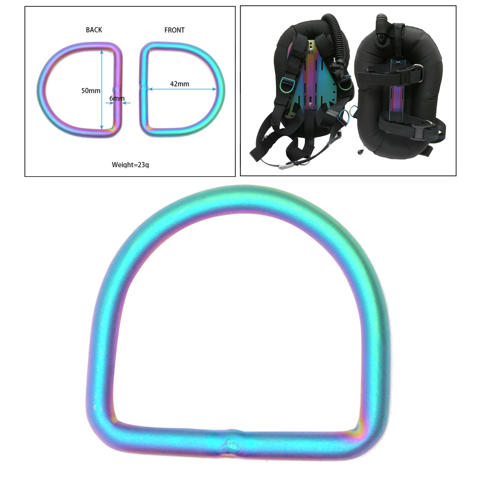 Premium Titanium Alloy 5cm Webbing Weight Belt Keeper Retainer With D Ring and Slider Buckle For Scuba Diving Snorkeling