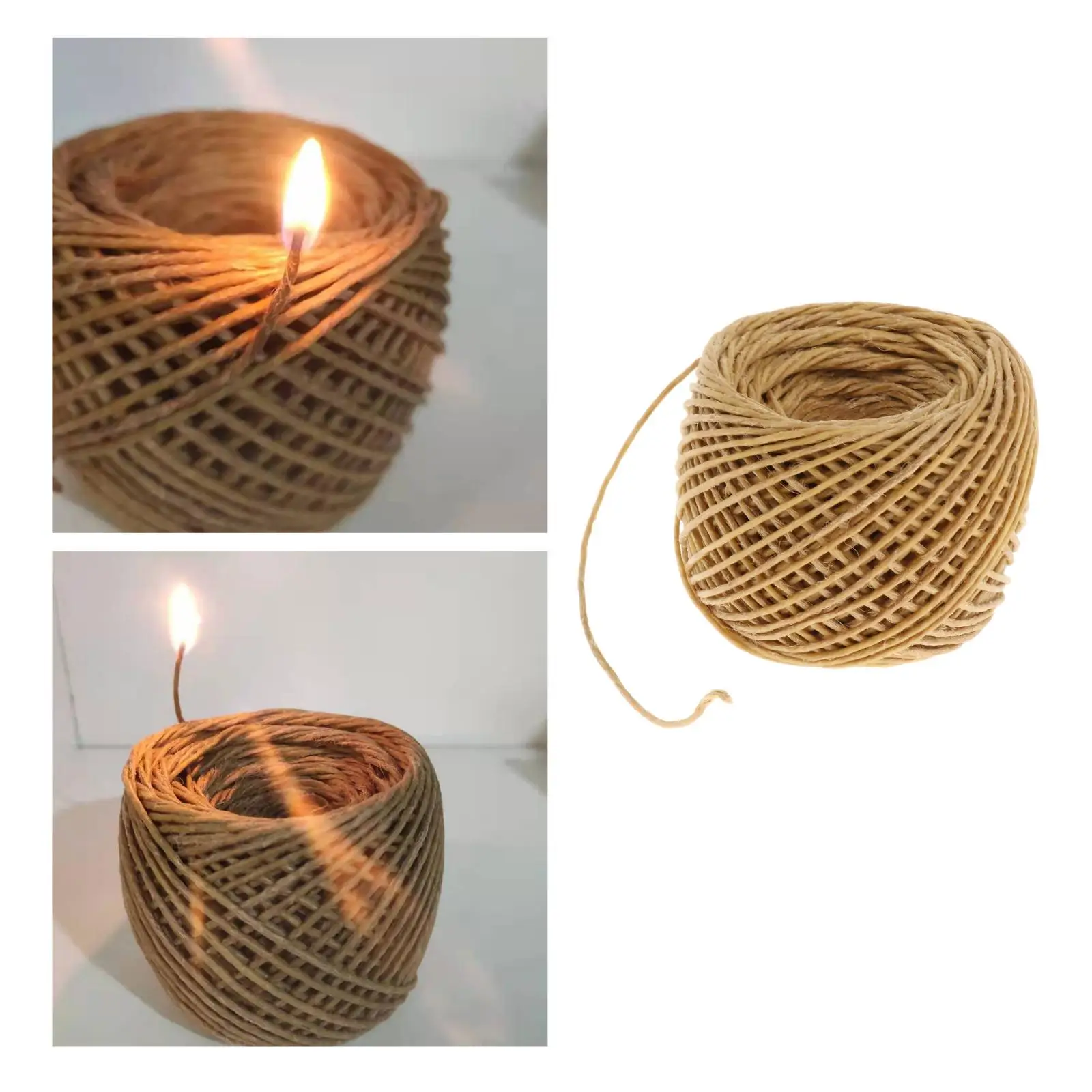 Organic HempWick Natural Beeswax Coating Candle Wick DIY Crafts Natural Fiber 61m/200ft Length