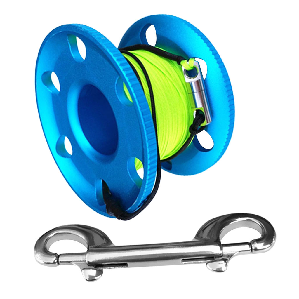 MagiDeal Unique Scuba Diving Aluminum Alloy Finger Spool Reel With 30m Line Bolt Snap Swimming Dive Equipment 5 Colors Option