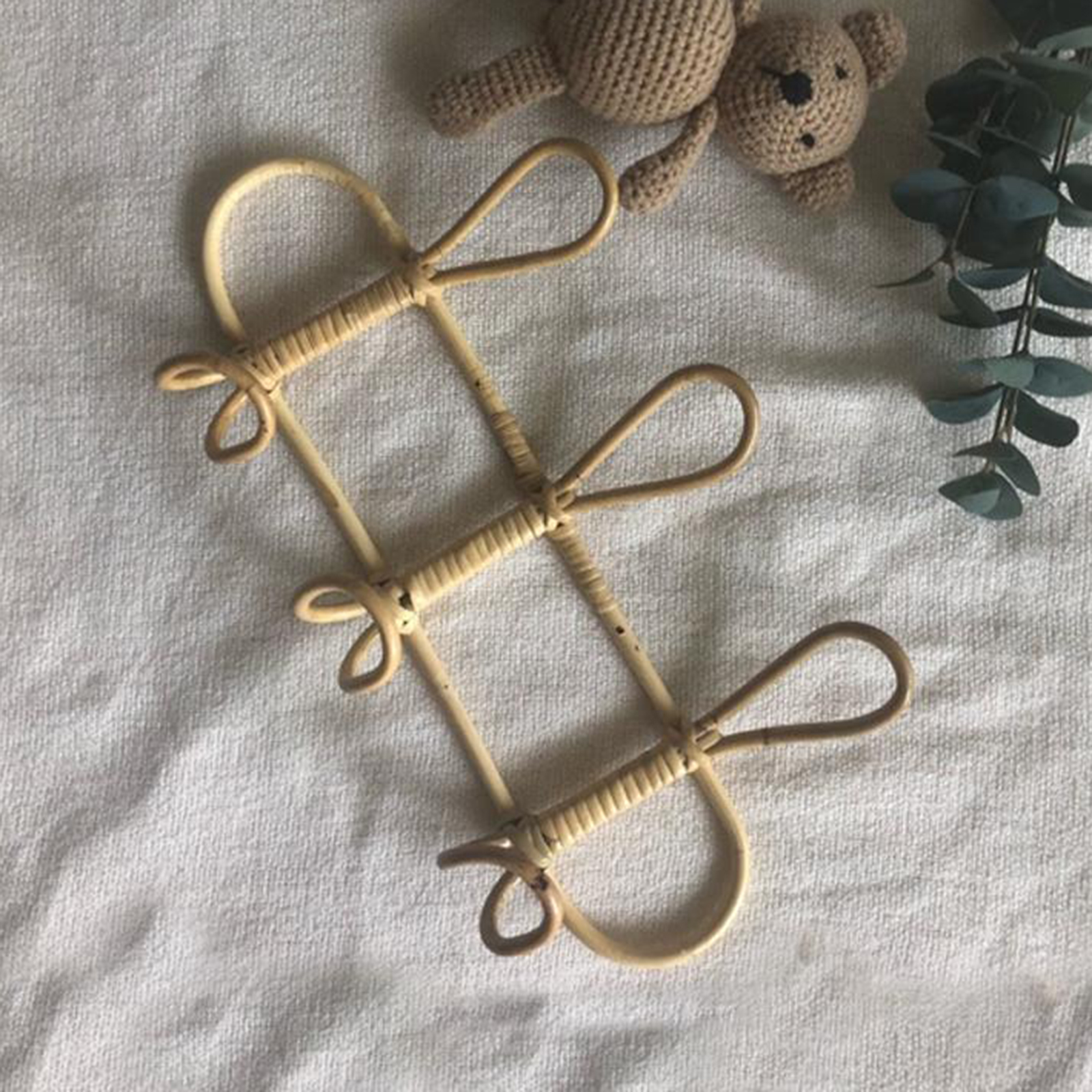 Vintage Rattan Clothes er Kids Garments Organizer Rack Rattan Wall Hooks Clothes Hat ing Hook Room Bathroom Decor