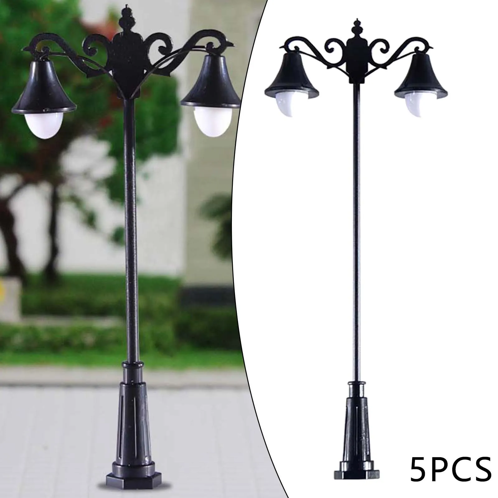 5/Set Model Train Lamppost Mini Garden Lawn 3V LED Lights Lamp Post Layout