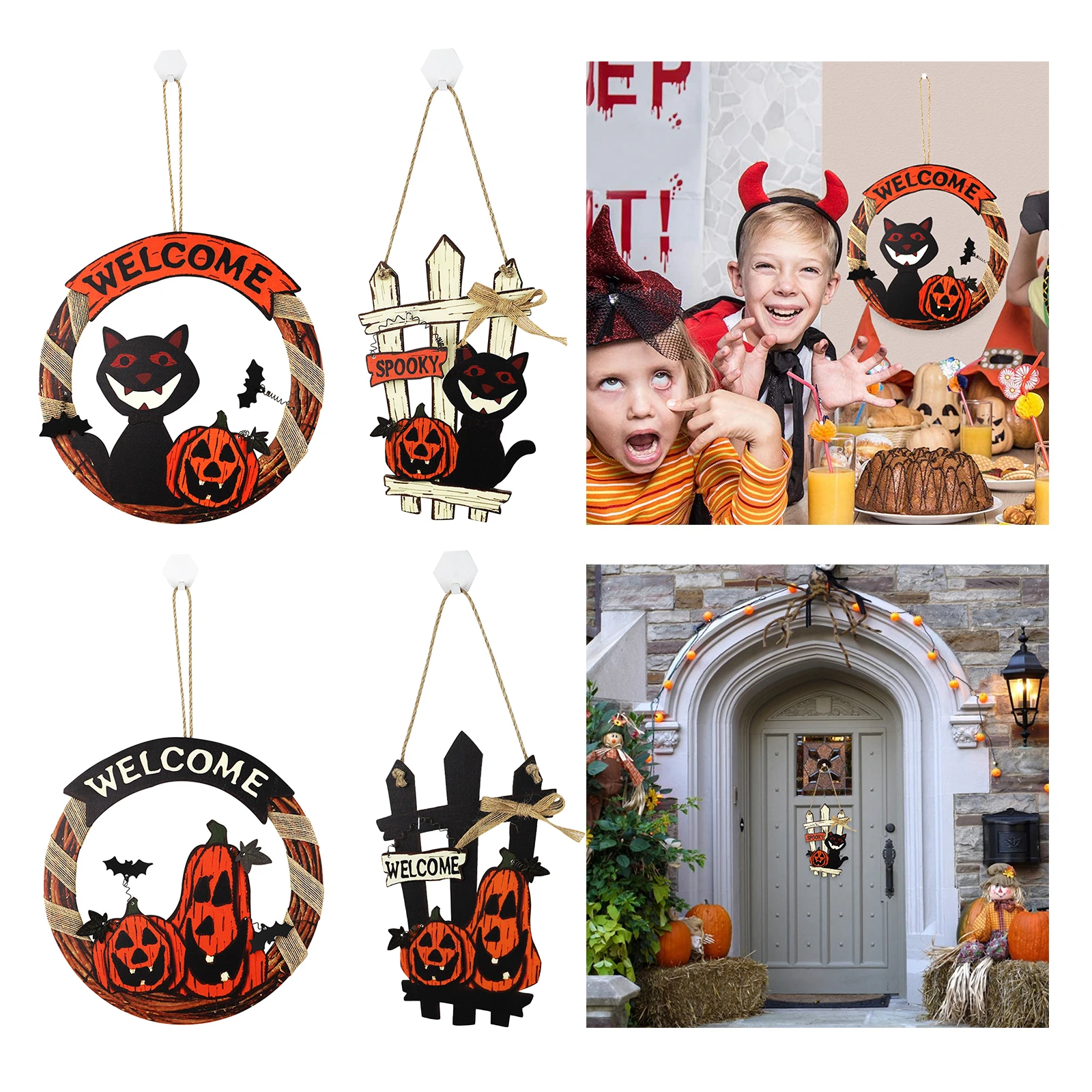 Creative Halloween Wreath Door Outside Outdoor Office Halloween Party Decor Crafts Holiday Housewarming Gifts