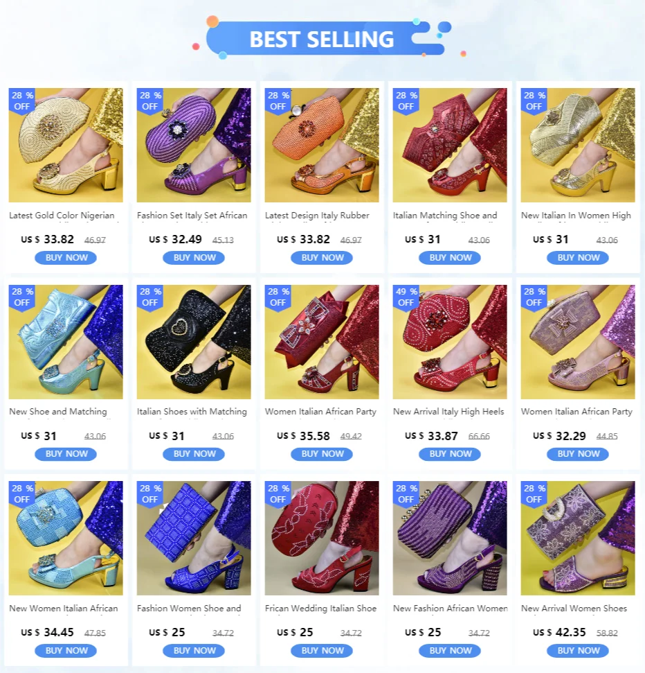 New Arrival African Shoes And Bags Matching Set Shoes And Bags To Match For Wedding Luxury Women Shoes Buckle Strap Elegant
