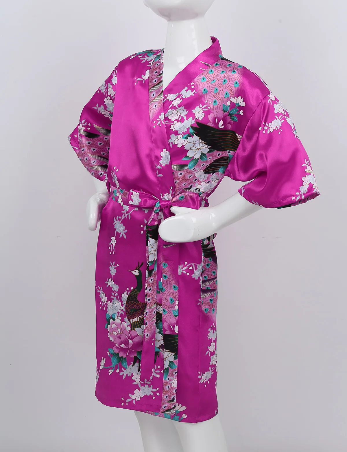 elegant pajama sets Kids Girls Satin Floral Kimono Robe Flower Girls Wedding Bridesmaids Sleepover Nightgown Children Birthday Party Spa Bathrobe ladies pajama sets	