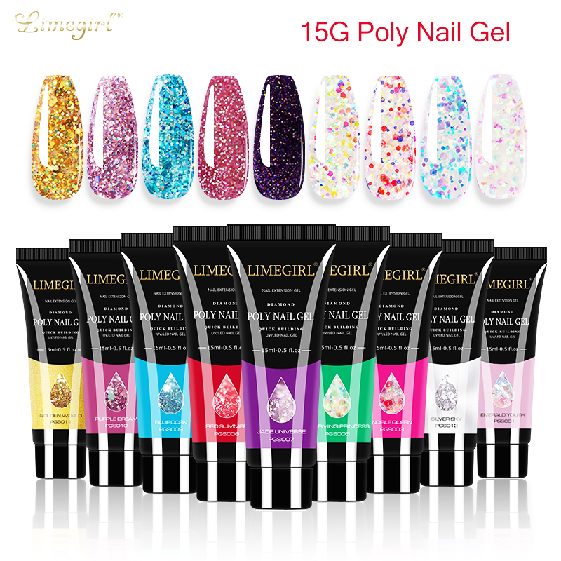 Best of Limegirl 15ml Poly Nail Gel Glitter Building Nail Gel For Manicure Nail Art Design Luminous Polygels Extension Nail Gel For Nail Reviews & Tips