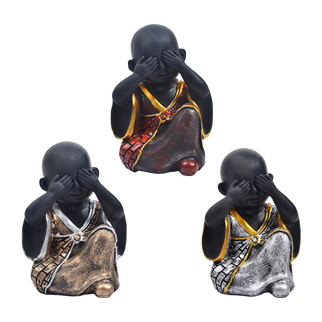 Little Monks Figurine Statue Baby Buddha Sculpture Home Office Decor Gift