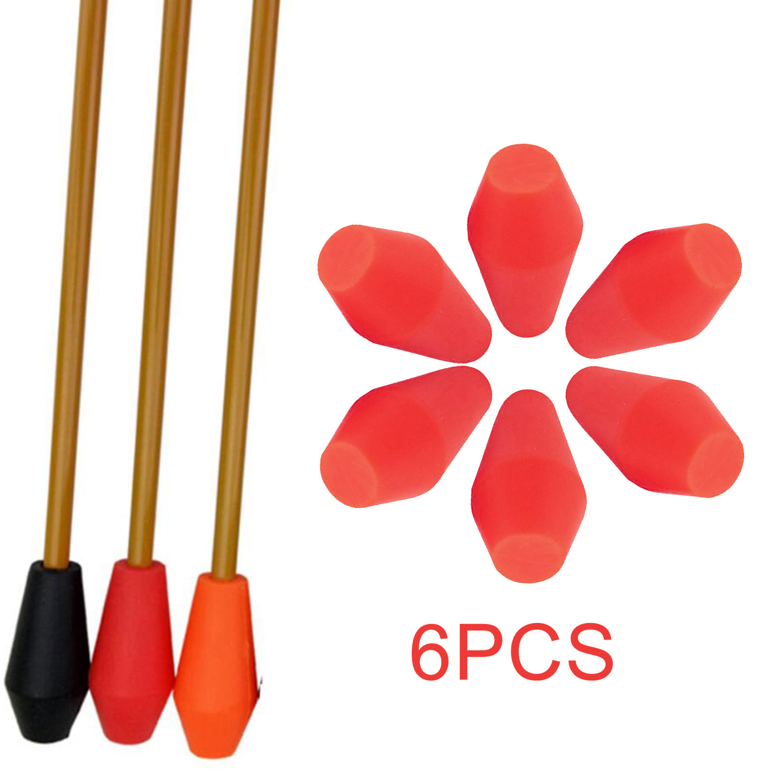 6 pieces Soft Rubber Glue on Target Arrow Tips Point Blunt Replacement for Outdoor Archery 6/8MM