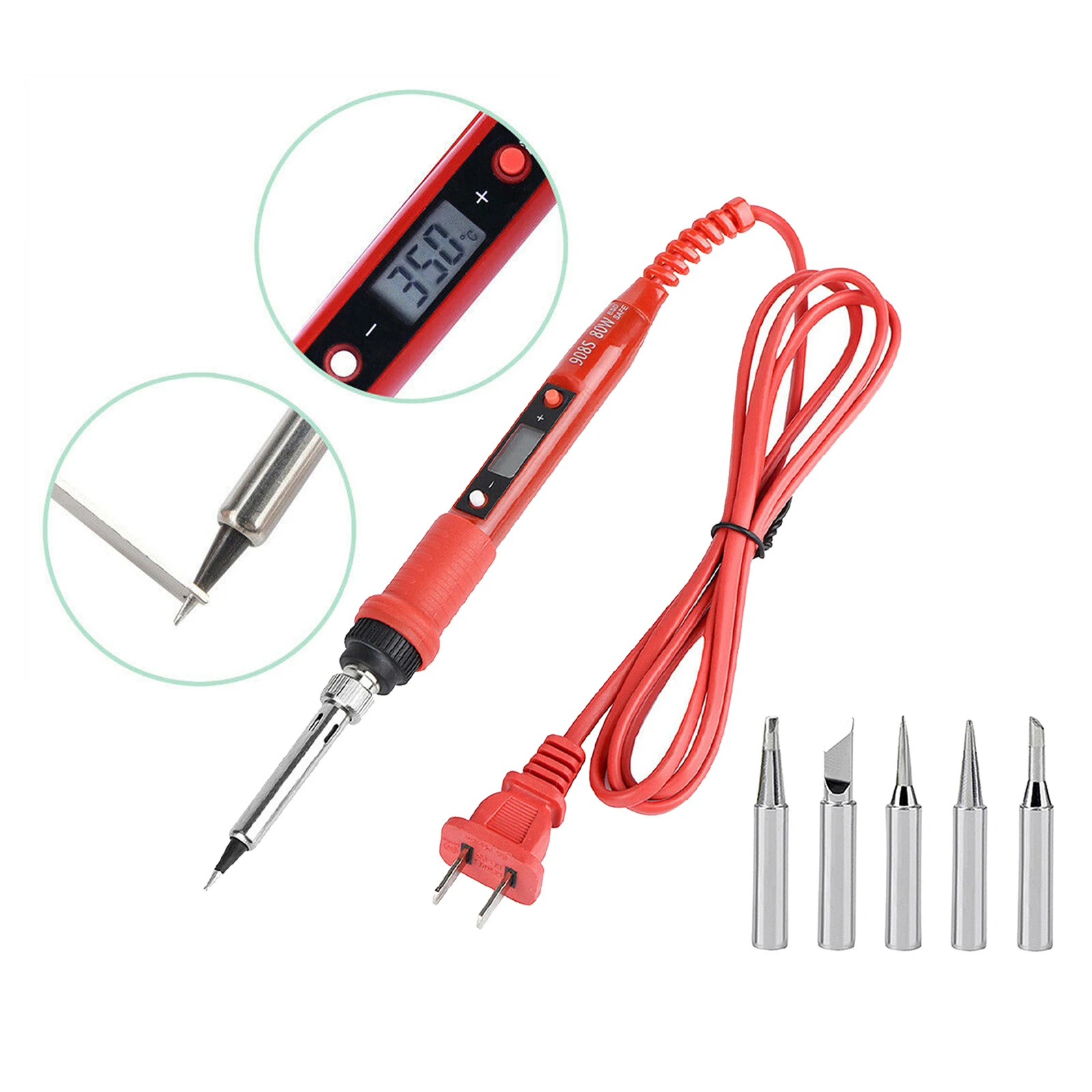 Electric Soldering Iron Kit with 5 Solder Tips Digital Solder Gun for DIY Hobby Projectsm Jewelry Repairing, US Plug