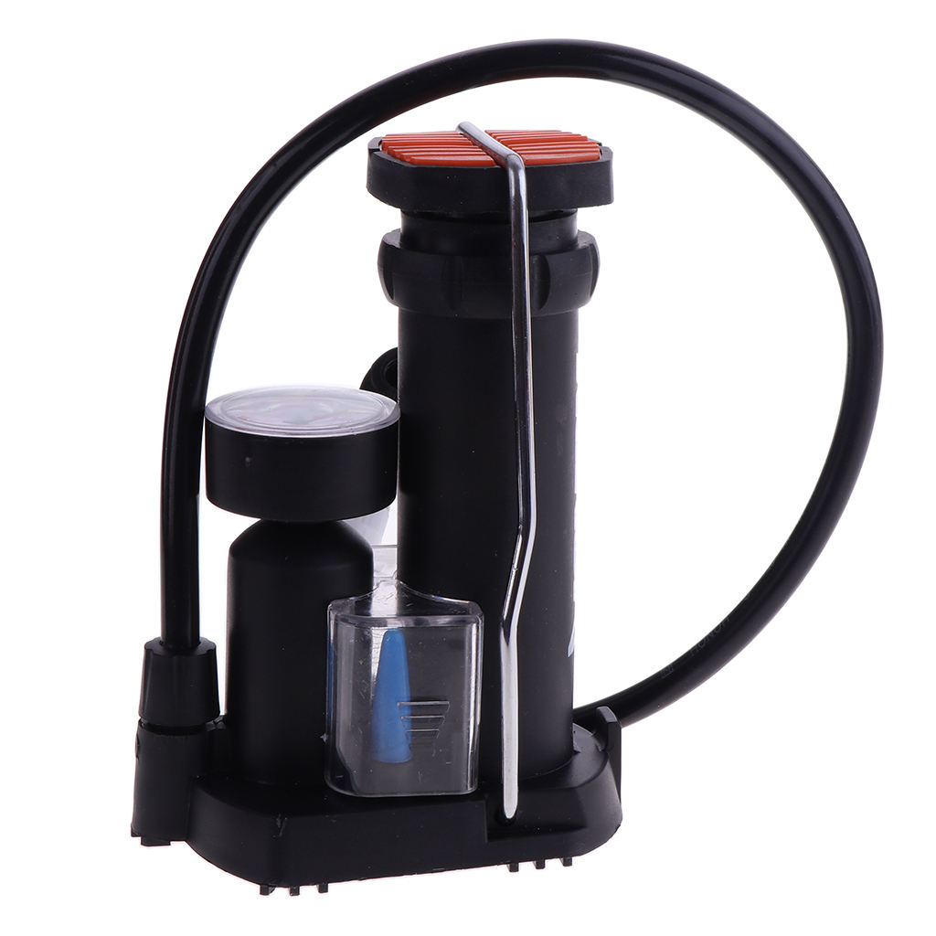Portable Foot Activated Floor Pump Bike Foot Pump with Gauge, Suitable for Bike Tire, Motorcycle Tire and Inflatable Ball