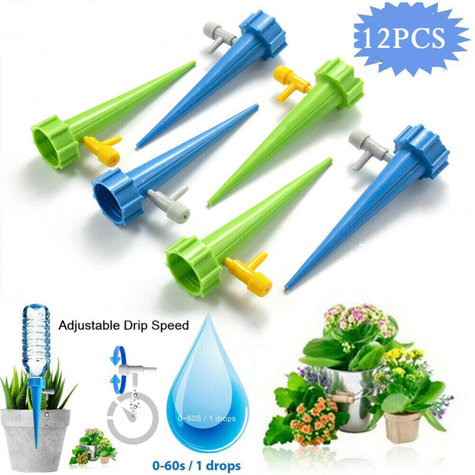 12pcs Drip Irrigation System Automatic Watering Spike for Plants Garden Watering System Indoor Outdoor Potted Plants
