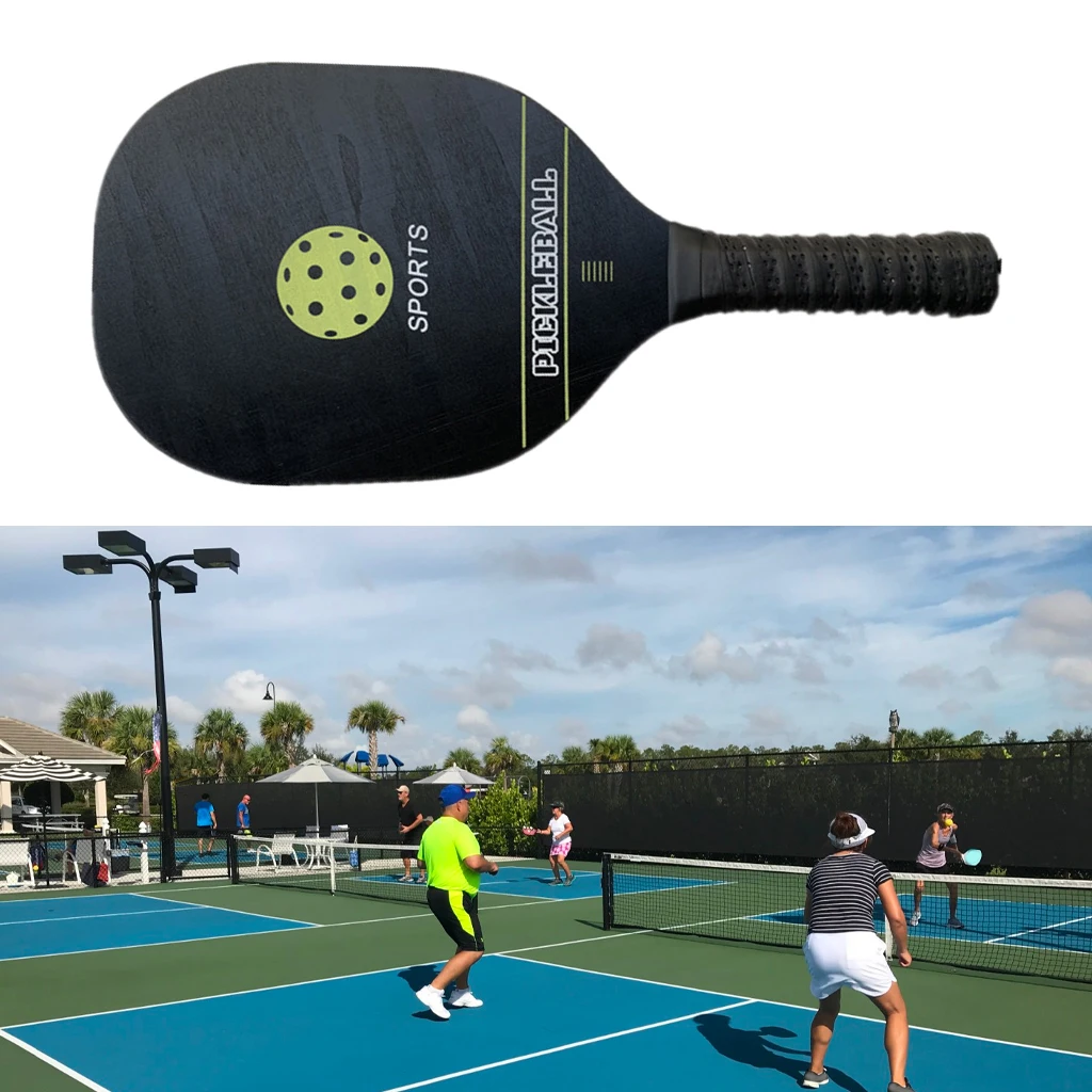 Wood Pickle Balls Rackets Portable Set High Power Ergonomic Black Pillow with Wide Body Wood Paddle Bat for Indoor Adult