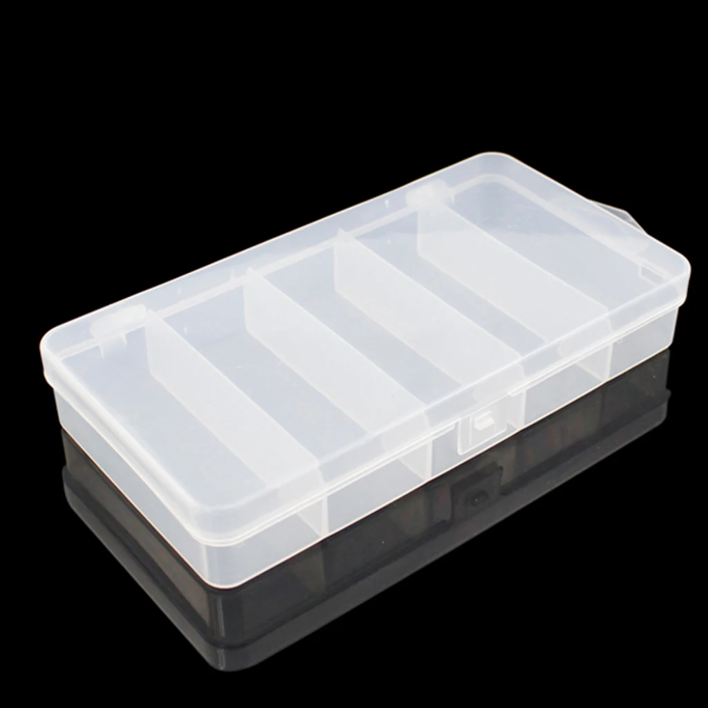 Durable Clear Fishing Tackle Box Fishing Lures Bait Hooks Impact Jewelry Organizer Fishing Accessory 5 Grids 17.5x9.5x2.9cm