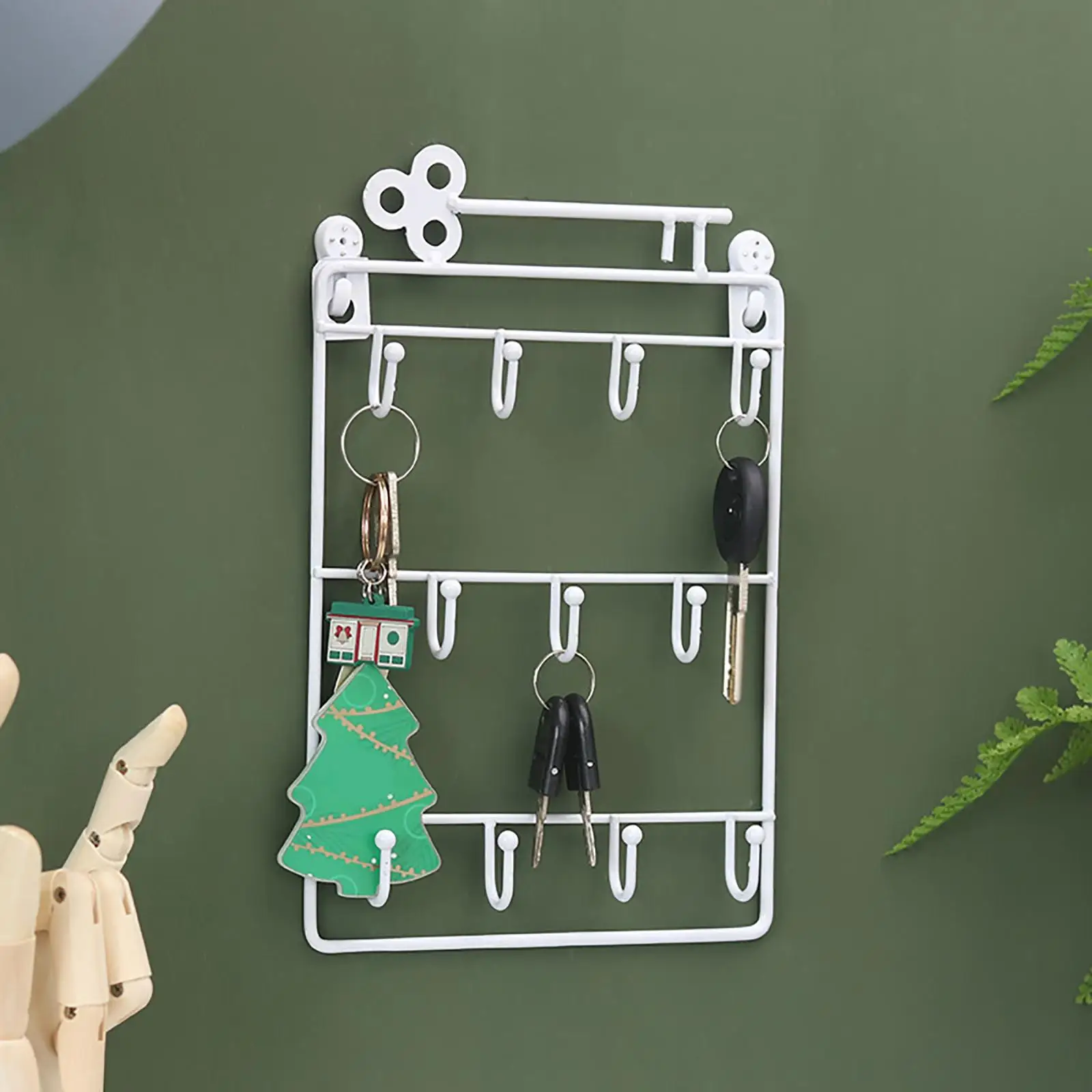 Creative Key Holder Hook Multi Function with 11 Hooks Coat Hook Iron Wall Hanger for Door Hallway Office Bedroom Decor