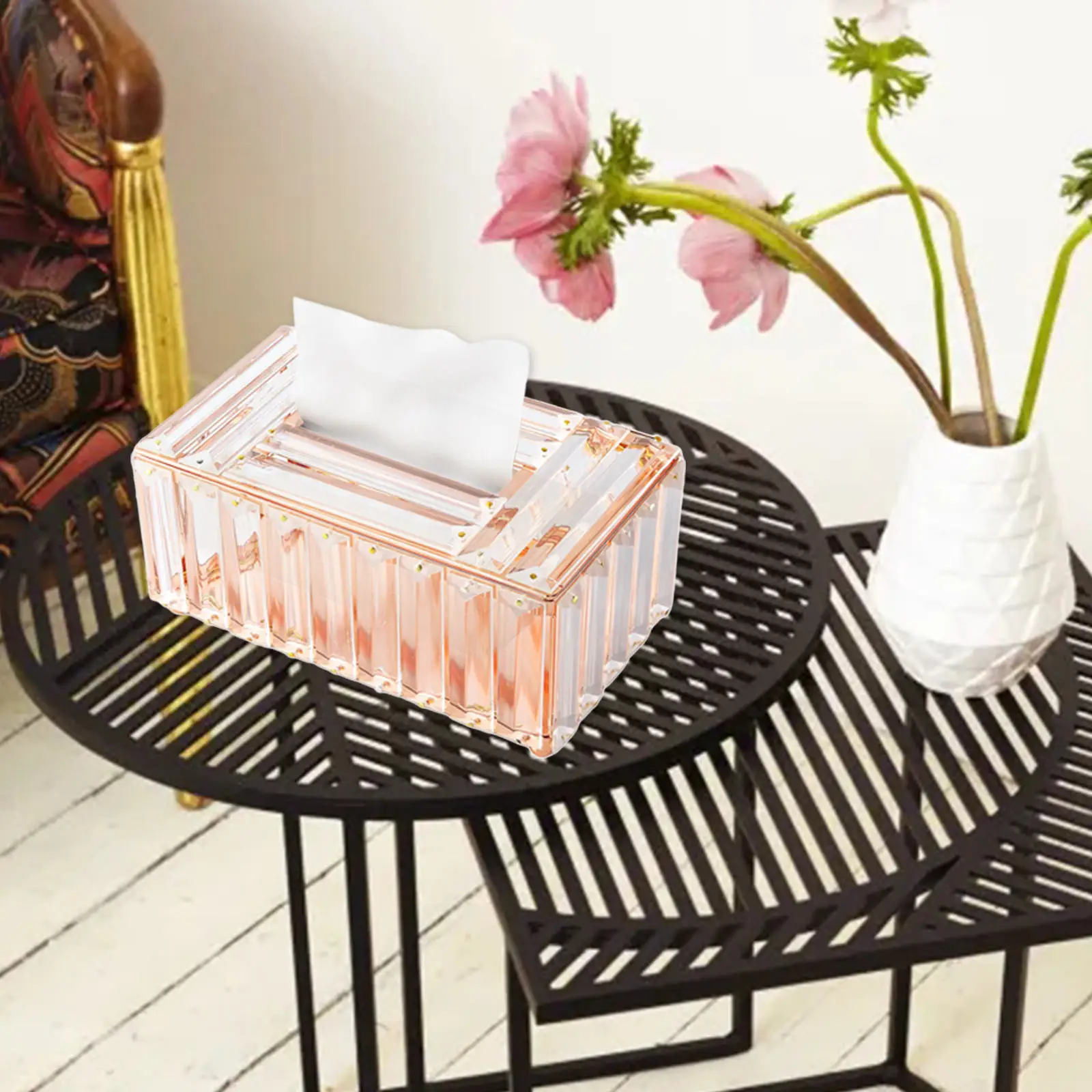 Crystal Tissue Box Cover Rectangular Napkin Case for Home Countertop