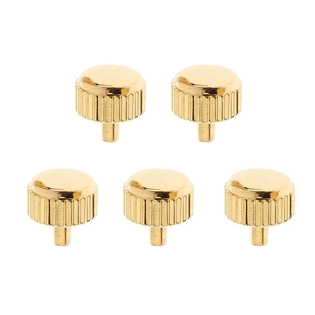 5PCS Steel Watch Crown Golden Steel Durable to Use for Watch Repair, DIY Assembly