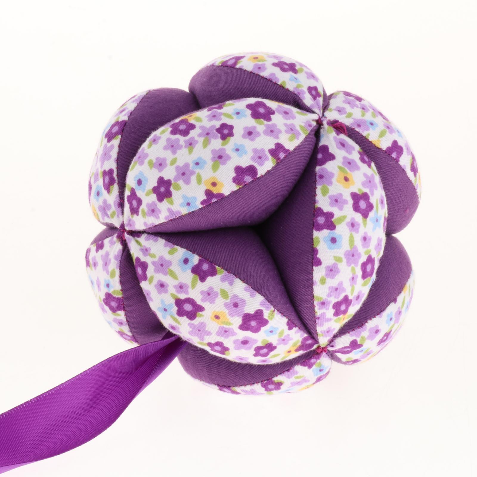 Purple Infant Fabric Soft Stuffed Rattle Ball Toddlers Newborn Hanging Catching Crib Interactive Educational Develop Toy