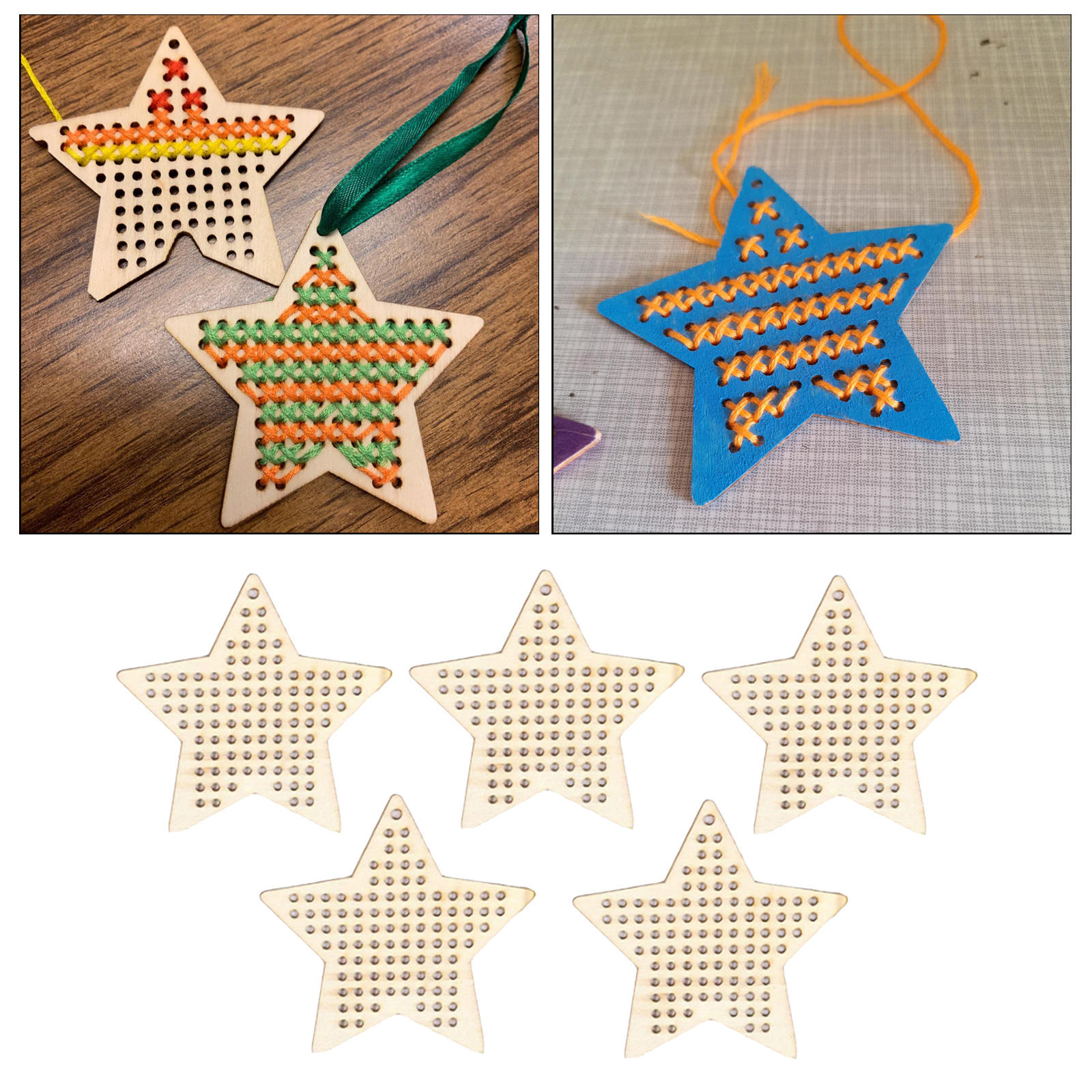 5x Cross Stitch Pendant Blank Charms Star for Crafts DIY Counted Embroidery