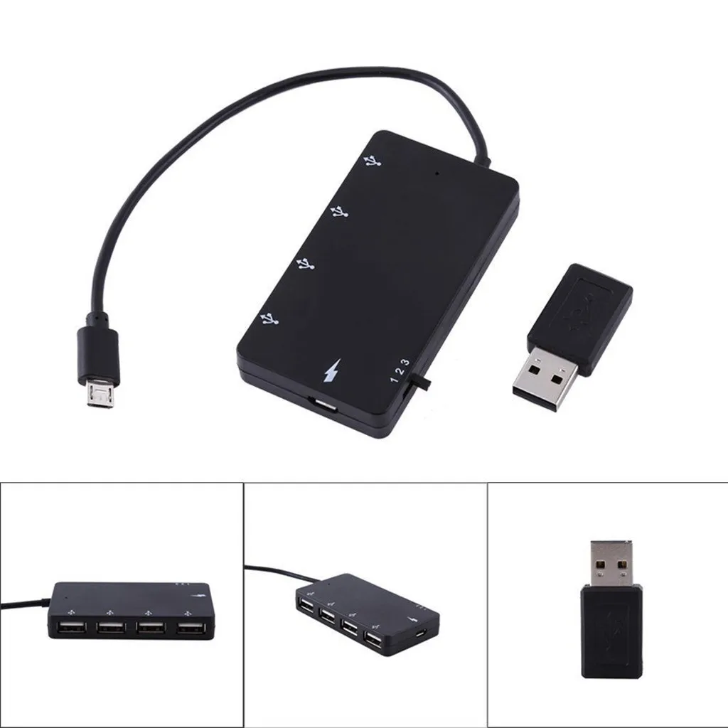 4 in 1 Micro USB OTG Hub Extension Adapter Charging Cable for Phone Tablet