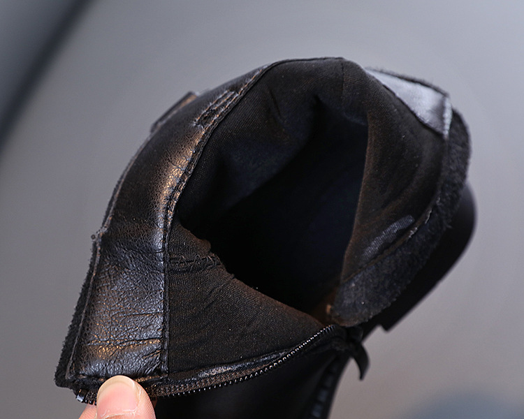 Outono e Inverno Botas de Couro Meninas Casual Couro Genuíno Mid-tube Botas Princesa Preto Crianças Sapatos 15 Mamãe e Bebê