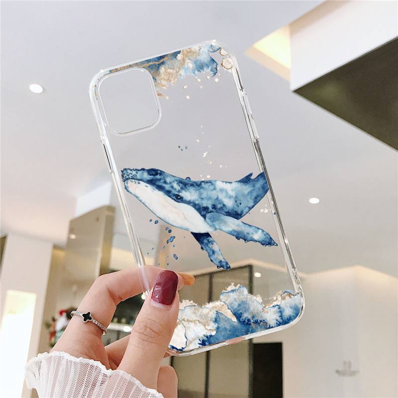 killer whale Phone Case for iPhone 11 12 13 pro XS max mini 6 6s 7 8 plus X XR SE2020 Samsung A 51 50 52 Transparent cover funda iphone 13 pro max case clear