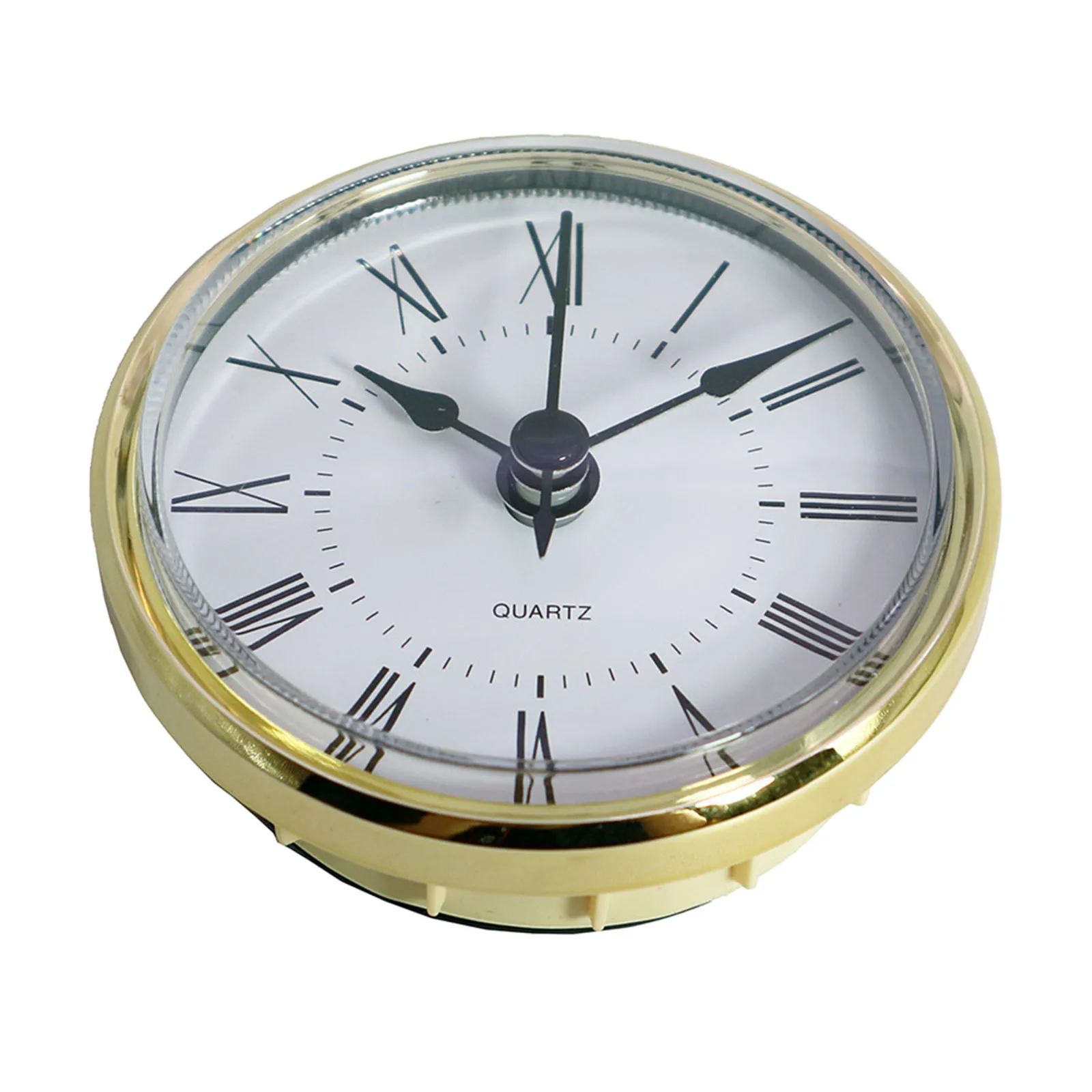 Quartz Clock Insert Round Quartz Clock Fit-up Movement Clock White Dial Gold Trim