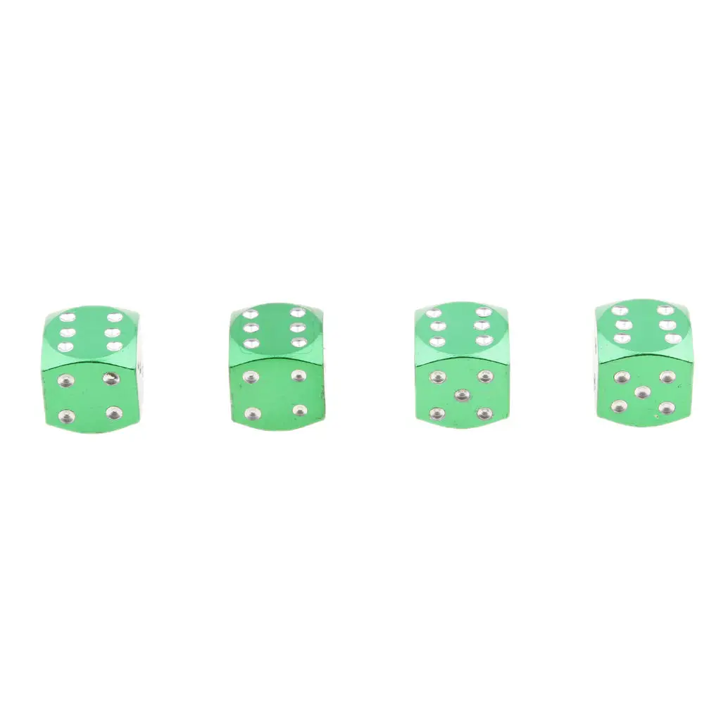 4Pcs Dice Shape Tyre Valve Covers Caps Stems For Car Bike Truck Motorcycle Green