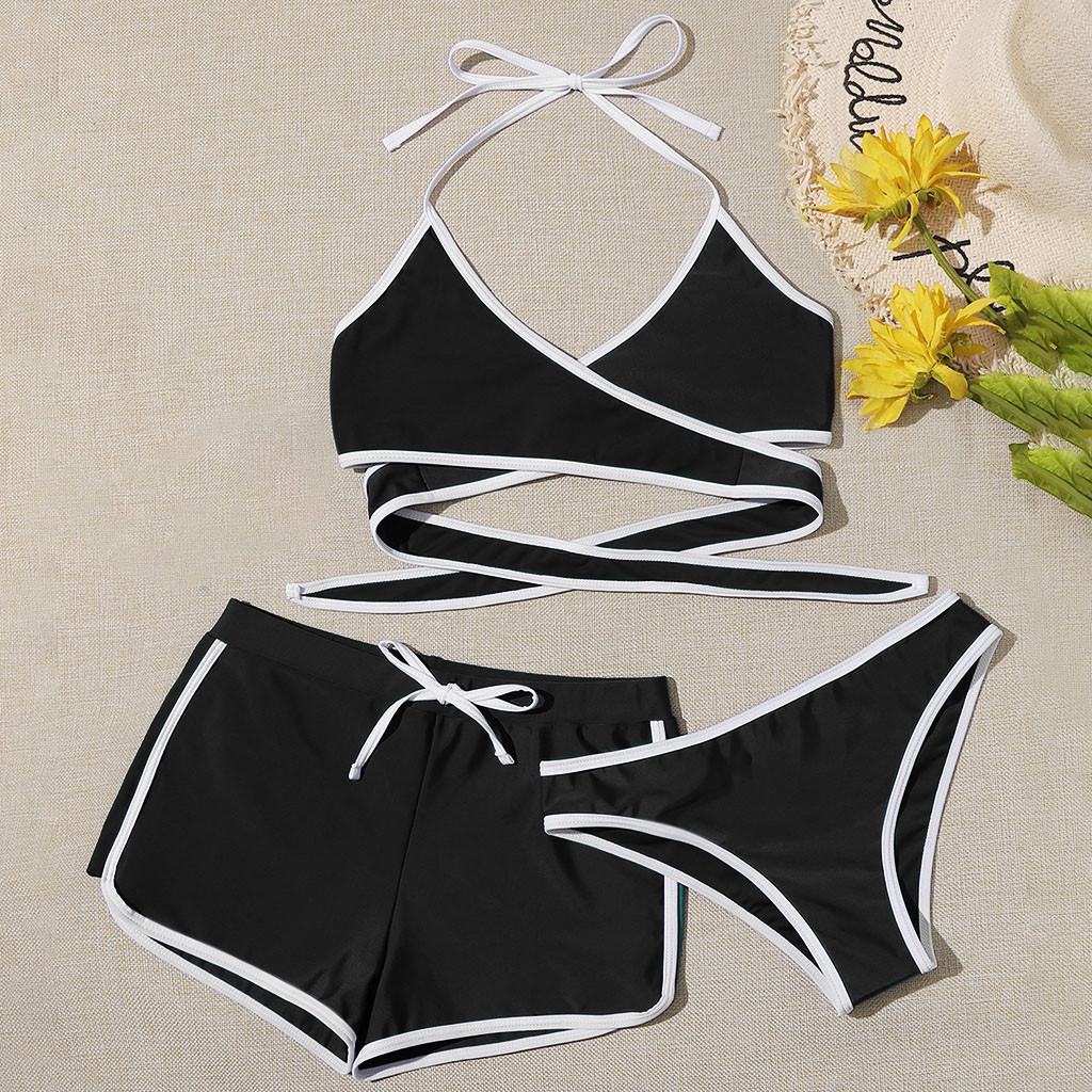 3 piece bathing suit with shorts