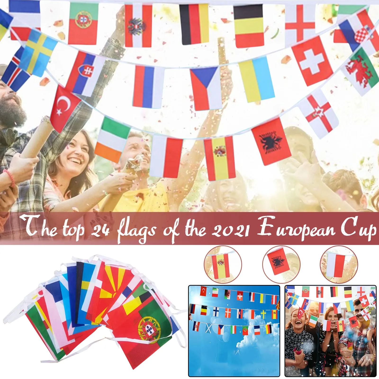 Decoration for Grand Opening 25 Feet 24 Flags Party Events Sports Bar European Cup Soccer String Pennant Banner Anley European Cup Championship String Flag