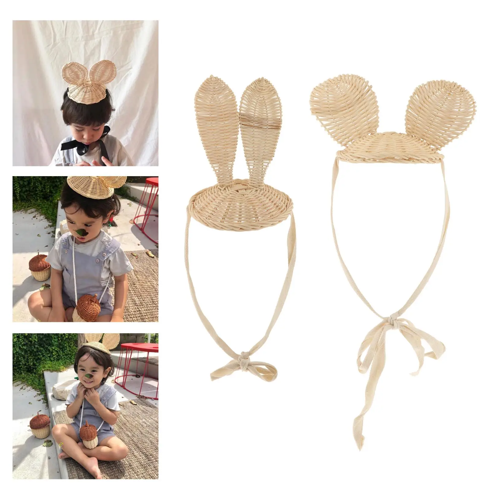 Cute Kids Girl Hand Woven Hat Straw Hairband Cap Headwear Baby Beach Decor