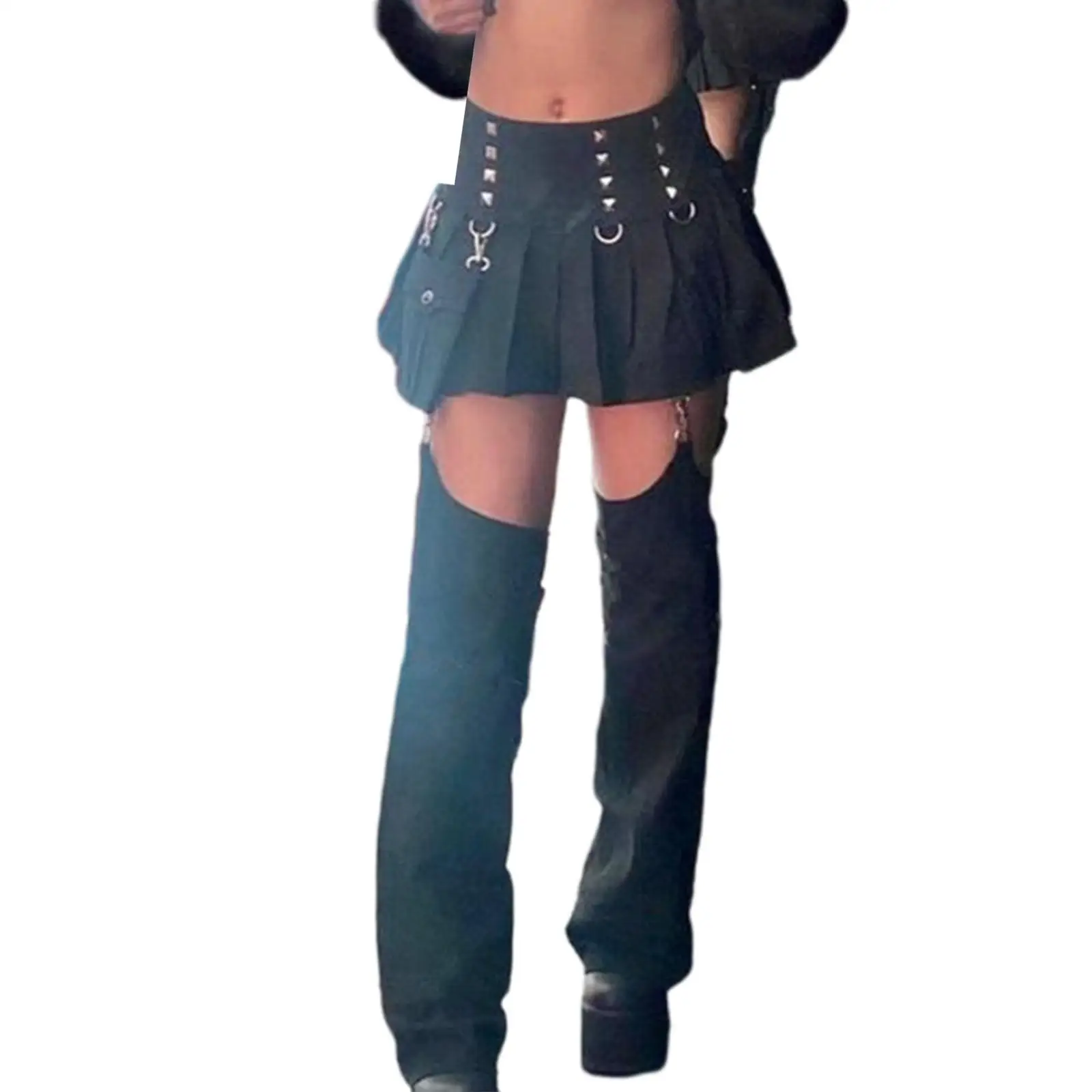 Women Mini Pleated Skirts High Waist Black Shorts Skirt Punk Streetwear Gothic Clothes