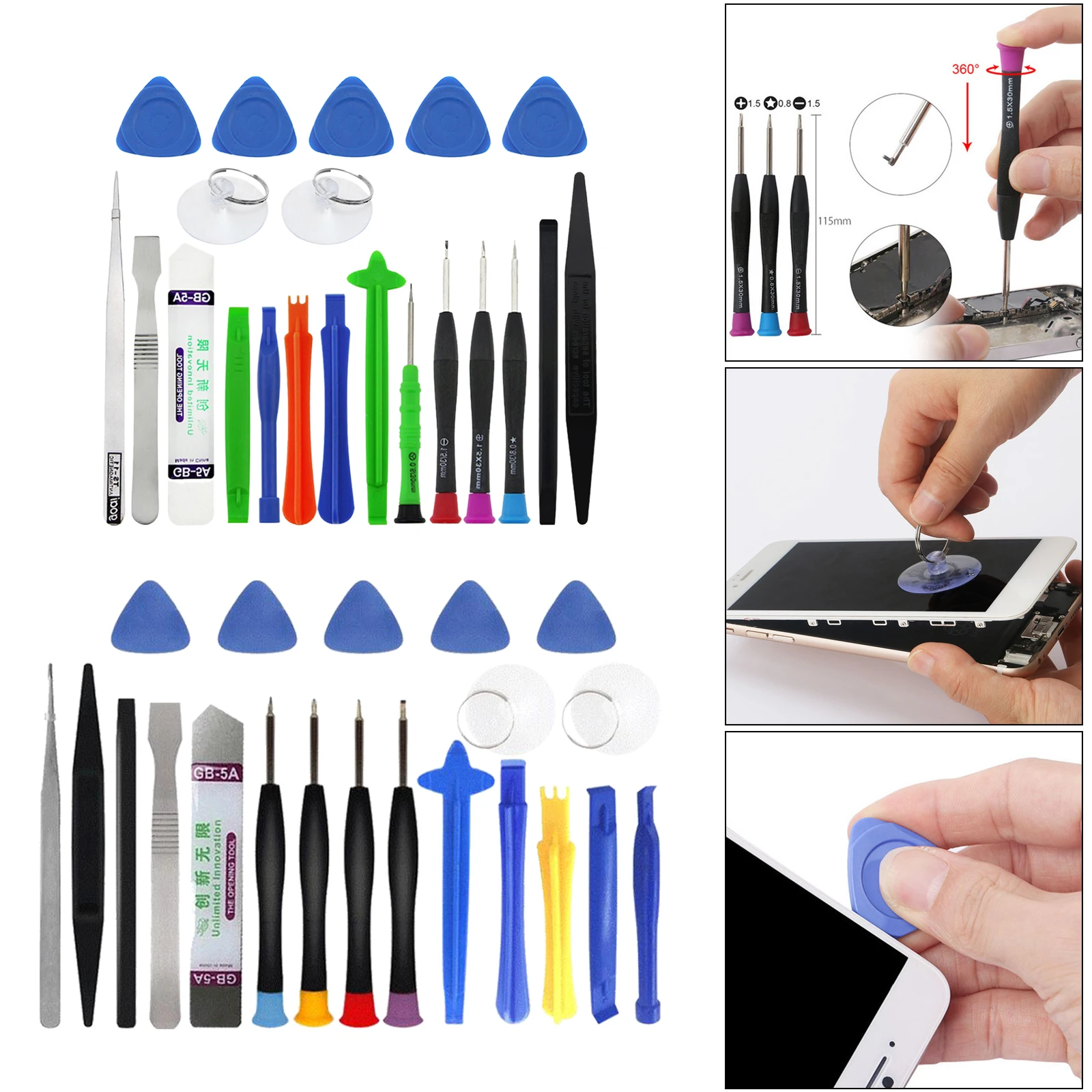 Professional Electronics Opening Pry Tool Kit with Metal Spudger Anti-Static Tweezers for Cellphone iPhone Laptops and More