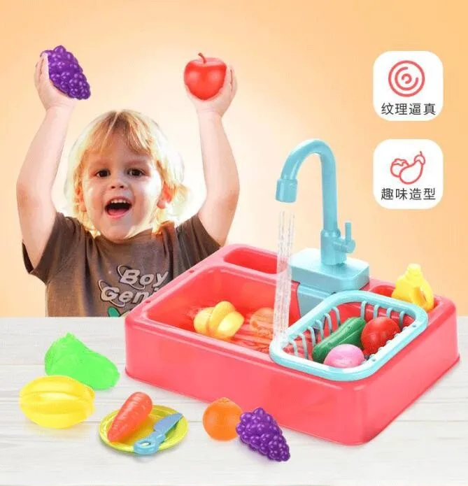 Analog Electric Dishwasher Sink Children's Role Playing Kitchen Set Toys 