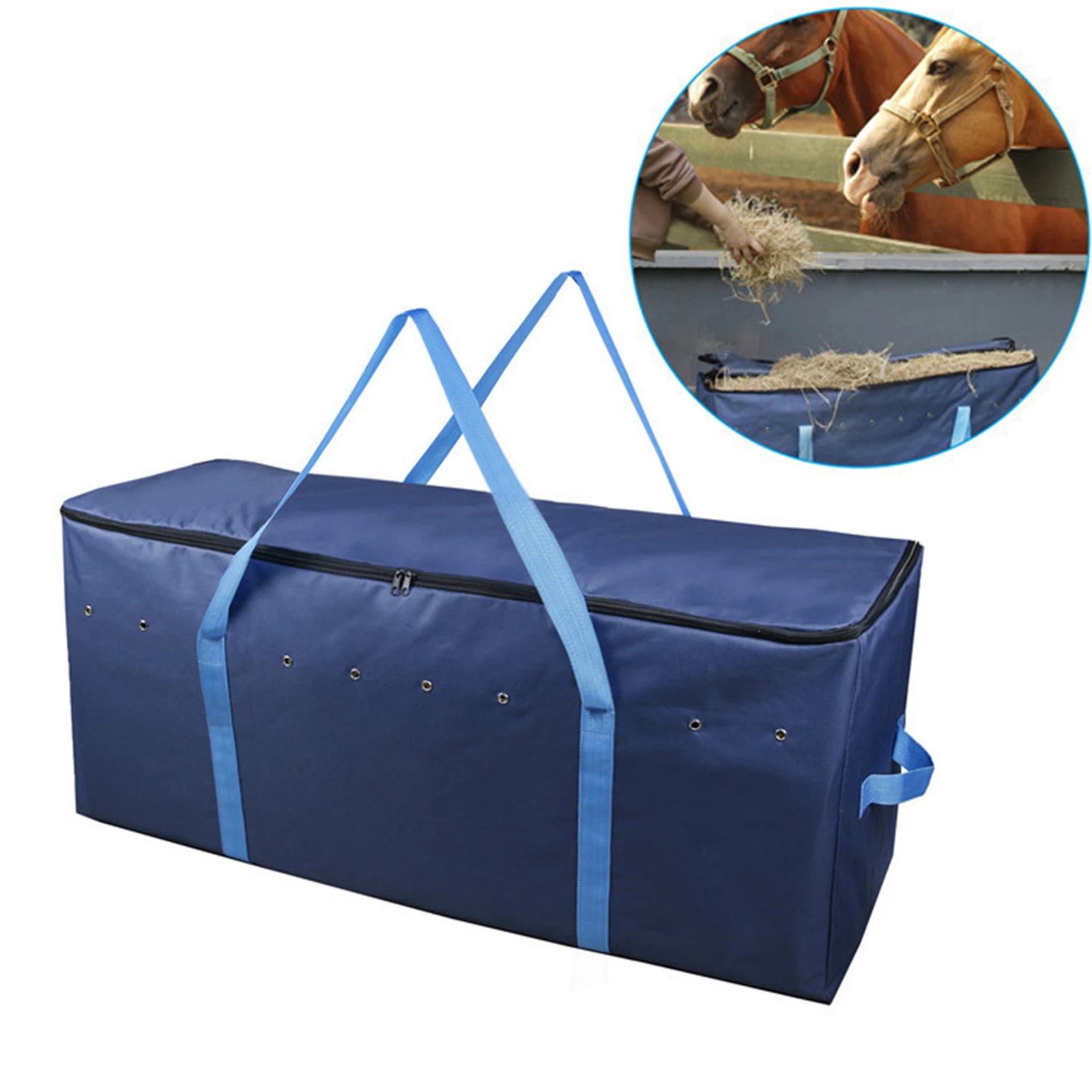 Foldable Extra Large Hay Bale Storage Bag Horse Zippered Tote 600D Oxford Cloth Waterproof